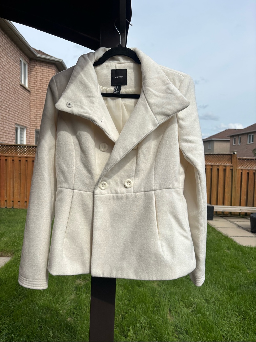 Forever 21 Women’s Off-White Double-Breasted Pea Coat